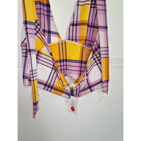 Paper + Tee Junior's  Halter Top Plus Sized Summer Boho Plaid Country NWT 2X - Picture 7 of 9